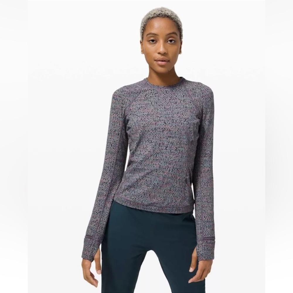 Lululemon Runderful Long Sleeve Neon Tweed Jacquard Size 8 EUC